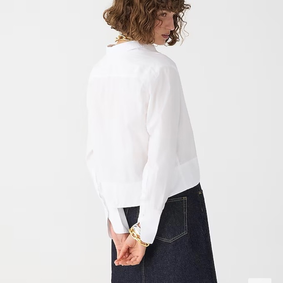 NEW W / O TAGS J. Crew White Poplin Garçon Cropped Button Down Shirt in Size 12 - Picture 2 of 7